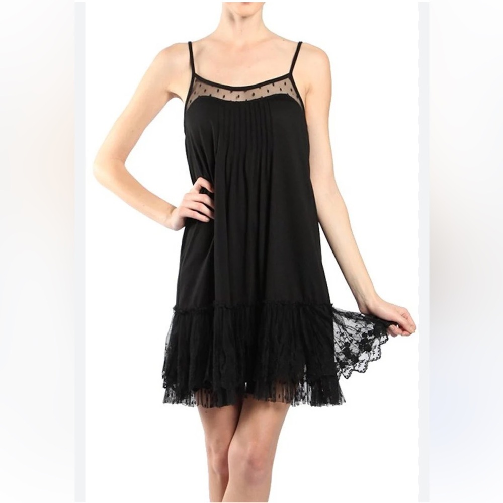RYU Tulle Lace Slip Dress Womens Small Black Whimsigoth Fairy